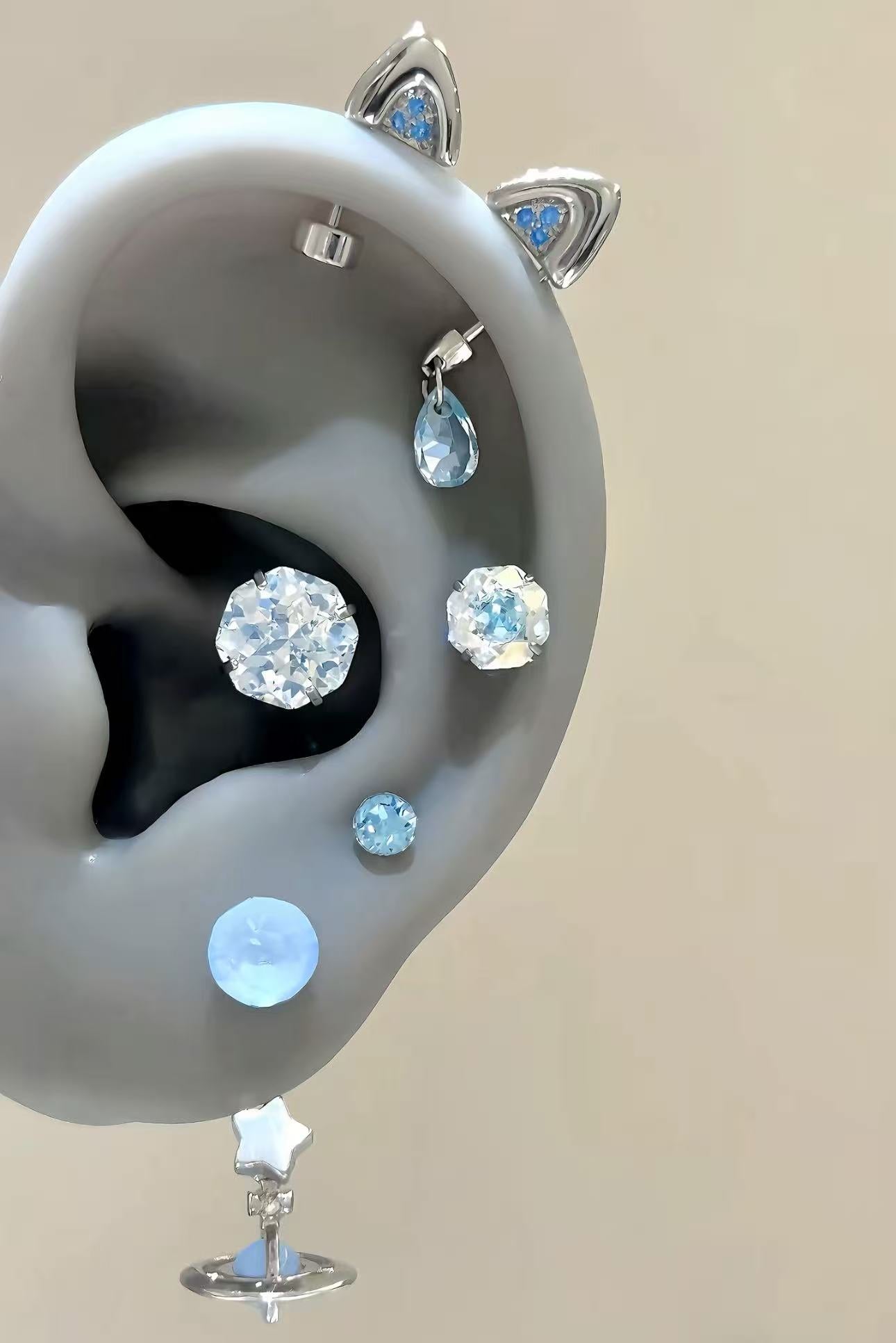 Tiny Women's Stainless Steel Clear Cubic Zirconia Stud Earrings, Hypoallergenic Surgical Steel Earrings Set