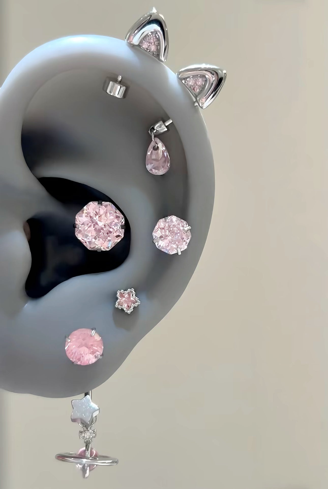 Tiny Women's Stainless Steel Clear Cubic Zirconia Stud Earrings, Hypoallergenic Surgical Steel Earrings Set